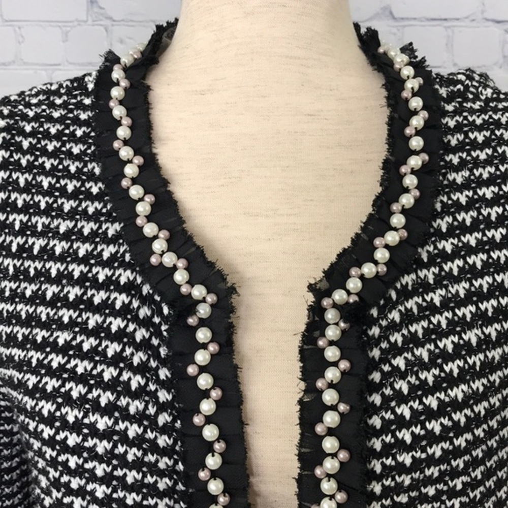PETER NYGARD Black & White Knit Jacket sz M - Picture 2 of 8